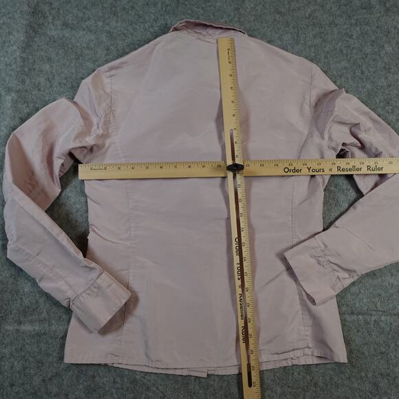 MaxMara Top Womens 6 Silk Blend Button Front Blush Pink Long Sleeve Collared - Picture 8 of 11